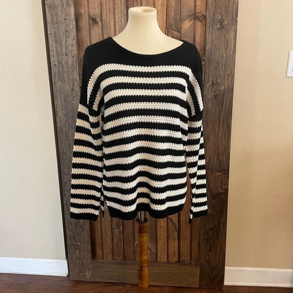 Workshop Republic Clothing Women Striped Pullover Sweater Size Medium - Picture 1 of 7